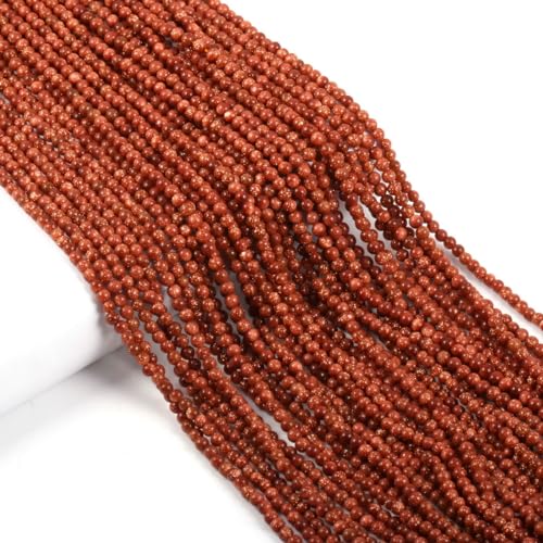 155pcs 2mm Natural Golden Sand Stone Loose Round Beads Gemstone Smooth Samll Spacer Beads for jewerly Making Bracelet Necklace - color: Golden Sand, size: 2 mm