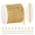 KYUNHOO 16.4 Feet Gold Chain for Jewelry Making Embossed Circle Chains on Spool Gold Plated Stainless Steel Chain Necklace with Lobster Clasps and Jump Rings for DIY Bracelet Earring - color: Oval Gold