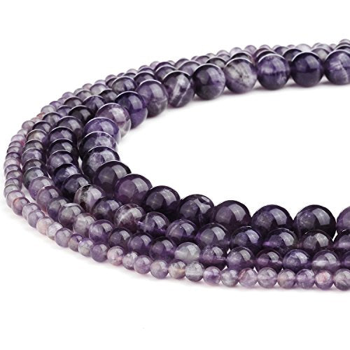 RUBYCA Wholesale Natural Amethyst Gemstone Round Loose Beads for DIY Jewelry Making 1 Strand - 6mm - color: Amethyst, size: 6 MM