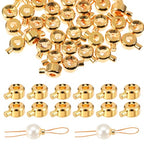 Tyqour 40PCS Crimping Beads for Jewelry Making Gold Crimping Beads for DIY Bracelet, Necklace, Earring Jewelry Making Accessories, Tyqour Brass Metal Crimp Beads