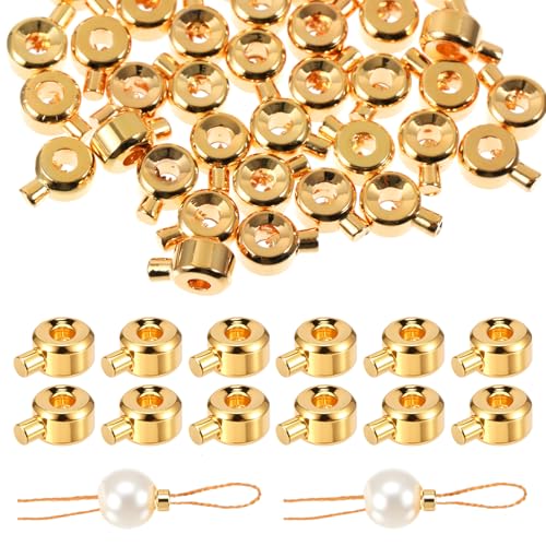 Tyqour 40PCS Crimping Beads for Jewelry Making Gold Crimping Beads for DIY Bracelet, Necklace, Earring Jewelry Making Accessories, Tyqour Brass Metal Crimp Beads