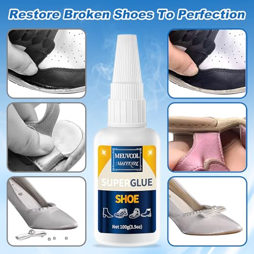 Meuvcol Shoe Glue,100g Super Glue for Shoe Heavy Duty, Clear Shoe Glue Sole Repair Kit, Waterproof Sneaker Glue for Rubber Soles, Boot, Leather, Heels, Tennis, Strong Boot Fix Glue, Insole Adhesive - size: 100g, style: Shoe Glue