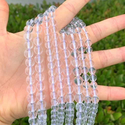 60pcs Adabele Natural Grade A Clear Crystal White Quartz Healing Gemstone 6mm Round Loose Beads Gem Stone Spacer for DIY Craft Jewelry Making GE1-6 - color: Grade A Clear White Quartz, size: 6mm (60pcs/1 Strand)