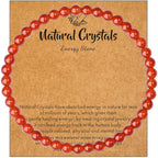 MAIBAOTA Healing Crystal Bracelet for Women Men, 8/4 mm Natural Stone Beaded Bracelets, Jewelry Birthday Gifts, Round Gemstones Stretch Bracelets - color: Red-Carnelian, size: 4 mm