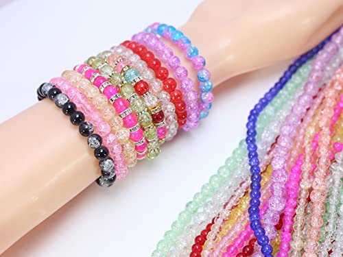 848PCS Crackle Glass Round Beads - 6mm 8mm 10mm Imitative Jade for Jewelry Making, Earrings, Necklaces, and DIY Crafts - size: 6mm 8mm 10mm Crackle