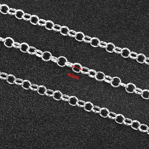 YOUBEIYEE 16.4 Feet Silver Plated Brass Jewelry Chain Roll Rolo Chain Necklace Bracelet DIY for Women Jewelry Supplies Findings - color: Rolo