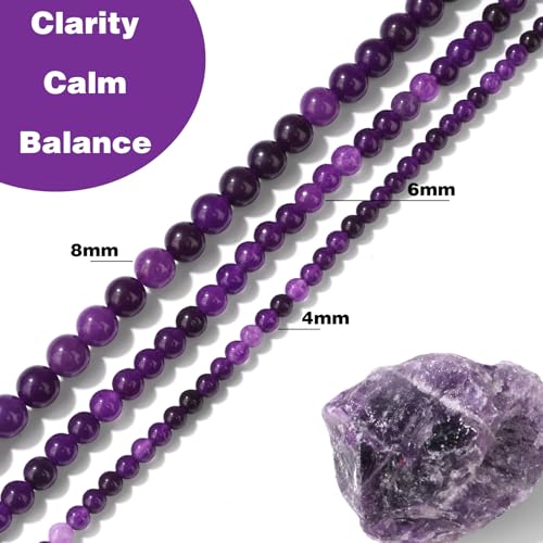 Raicegs 100pcs 6mm Amethyst Beads Natural Gemstone Beads Round Loose Beads for Jewelry Making DIY Bracelets Necklace - color: Amethyst, size: 6mm Round