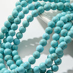8mm Blue Turquoise Beads 190pcs Natural Stone Bead Gemstone Round Loose Beads for DIY Crafts Bracelet Necklace Earrings Jewelry Making(Blue) - color: blue