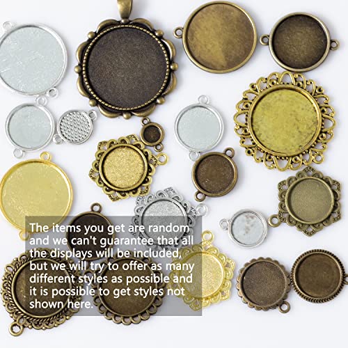 stino Metal Charms for Jewelry Making 100gram, Bulk Tibetan Silver & Gold Plated Trinkets for Earring Necklace Jewelry Making and Findings - color: Bezel Round Silver & Gold