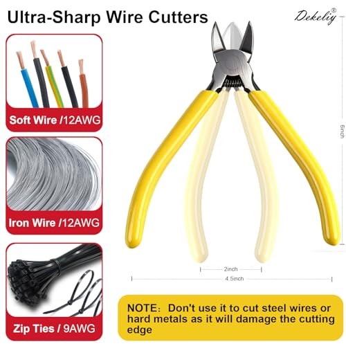 10 Pcs 6" Precision Wire Cutters Spring Loaded Flush Cutters Sharp Side Cutter Clippers Diagonal Cutting Pliers for Jewelry Making, Crafts, Electronics, Zip Ties