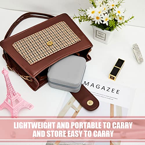 Taiyin Travel Jewelry Case, Bridesmaid Gifts Mini Jewelry Organizer, PU Leather Portable Earring Box for Women Girls - color: Gray
