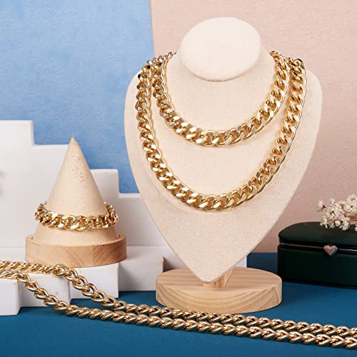 Craftdady 2Pcs Flat Chain Strap Gold Metal Purse Handbag Shoulder Body Replacement Strap 39.3" Twisted Curb Link Aluminum Cable Chain for Wallet Clutch Belt Necklace Bracelet - color: Gold, 16.5x13mm