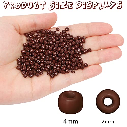 2200pcs Glass Seed Beads Bulk, 4mm 6/0 Pony Beads Bulk for Jewelry Making Mini Spacer Beads Loose Beads Craft Small Glass Seed Beads for DIY Bracelet Wrist (Coffee Brown) - color: Coffee Brown