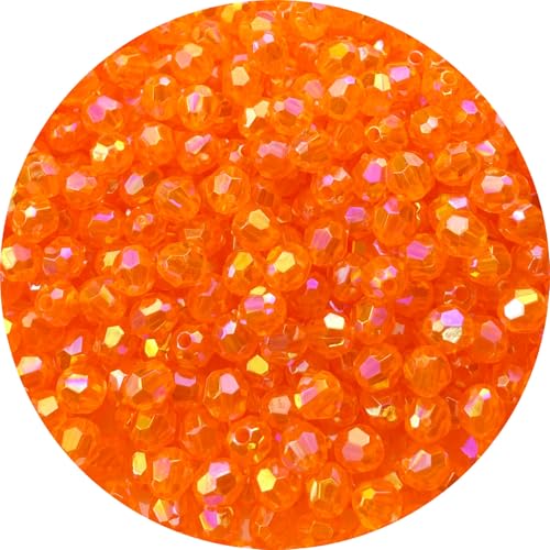 400 PCS 8mm Acrylic Faceted Spacer Beads AB Color Glossy Round Loose Beads for Jewelry Making Bracelet Necklace Earring Ornament Wind Chimes Key Chains(Hot Orange AB) - color: Hot Orange AB, size: 8mm
