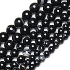 45pcs 8mm Black Stripe Agate Beads Natural Gemstone Beads Round Loose Beads for Jewelry Making - color: Black Stripe Agate, size: 8mm