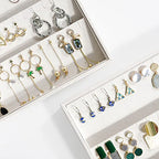 Lolalet Earring Tray Display Earring Holder, Stackable Jewelry Drawer Organizer Showcase Storage for Women Girls Stud Piercings Post Earrings -Set of 2 - style: Earrings