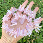 Adabele 15 Inch Natural Raw Healing Crystal Quartz Gemstone Loose Beads Small Drilled 15 Inch Rose Pink AB Titanium Coated Chakra Gem Stone Drop Stick GA8 - color: Rose Pink Ab, size: Small Size (15 Inch/1 Strand)