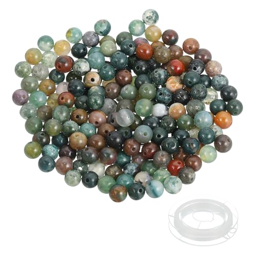 PATIKIL 4mm Indian Agate Beads, 200 Pcs Round Natural Gemstone Beads Smooth Stone Beads Turquoise Genuine Stone Beads for Bracelet Necklace Jewelry Making DIY - color: Indian Agate, size: 4mm
