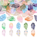 Glass Leaf Beads Crystal Glass Leaf Charms Transparent Leaves Pendants Tiny Green Leaf Bead Caps for Christmas Earring Bracelet Jewelry Making DIY Keychain Craft - color: 10 Colors-Feather Leaf