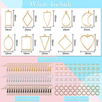 Inbagi 180 Pieces Open Bezels for Resin Jewelry Molds Making Kit Hollow Frame Pendants Assorted Geometric Frame Charms for Resin Casting Necklace Earring Making Supplies