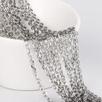66 Feet Stainless Steel Rolo Cable Chain Bulk, 3.0mm 304 Stainless Steel Diamond-Cut Oval Rolo Cable Link Chains Roll Spool for Jewelry Making - color: Stainless Steel, size: 3.0mm width