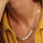 Roe Dolph Tennis Necklace for Women, Gold Choker Chain Necklace with Chunky Cuban Link and Stone-Look Tennis Chain, Fashion Necklace for Women
