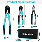 DURATECH 3-Piece Bolt Cutter Pliers Set, 14" Heavy Duty, 8" Mini, 8" Wire Cable Cutter with Carrying Case, Ergonomic Handle, Cr-V Blade for Bolts, Rivets, Chains, Wires - size: 8" Cable Cutter + 8" Bolt Cutter +14" Bolt Cutter
