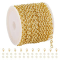 GTVOODX 18K Gold Stainless Steel Chains Bulk 16.4Feet Unfinished Rolo Link Cable Chain Roll for DIY Jewelry Bracelet Necklace Making with Lobster Clasps Jump Rings - color: Gold Rolo Chains