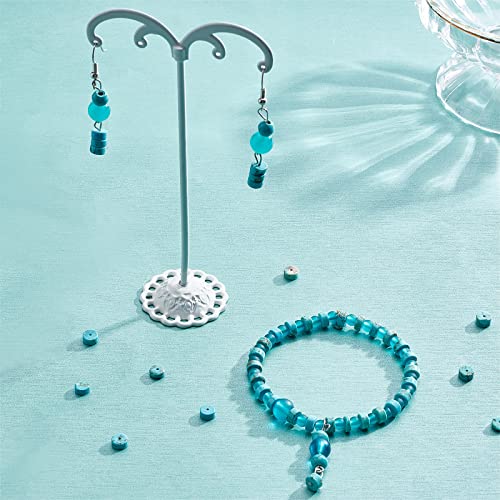 arricraft 2 Strands Natural Turquoise Beads, 6mm Flat Round Heishi Beads Disc Turquoise Gemstone Loose Beads for Bracelets Necklaces Earring Jewelry Making - size: 6x3mm