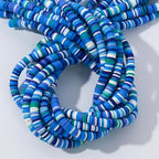3600pcs Mixed Blue Clay Beads for Bracelets Making, 10 Strands Flat Round Polymer Clay Disc 6mm Spacer Heishi Beads for Jewelry Making Earring Necklace (Mixed Blue, 6mm) - color: Mixed Blue