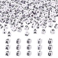 FASHEWELRY 500Pcs Vowel Cube Acrylic Letter Beads 6x6mm White A/E/I/O/U Initial Alphabet Beads for DIY Bracelet Necklace Jewelry Making - color: 00-A/E/I/O/U, size: 6x6x6mm