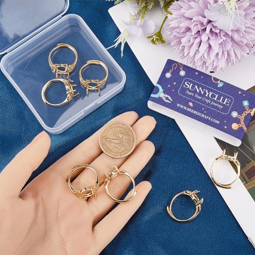 SUNNYCLUE 1 Box 8Pcs Adjustable Ring Base Golden Prong Ring Settings Cubic Zirconia Rhinestone Finger Rings Components 4 Claw Brass Prong Ring Blanks for Stones Jewelry Making Kits DIY Gemstone Rings - style: Ring 2
