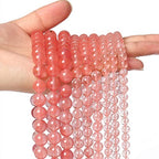 About 60pcs 6mm Natural Stone Beads Watermelon Crystal Beads Crystal Gemstone for Jewelry Making, DIY Bracelet Necklace - color: Pink Watermelon, size: 6mm
