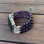 Amethyst Bracelet Compatible for Apple Watch Band 40mm/38mm/41mm Series 9 8 7 SE Series 6/5/4 Women Fashion Natural Gemstone Handmade Stretchy Watch Strap (38mm/40mm/41mm) - size: 38mm/40mm/41mm