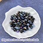 100pcs Crystal Glass Beads 8mm Faceted Rondelle Glass Spacer Beads with Hole for Bracelets Necklace Earring DIY Jewelry Making Craft(Black Series) - color: Black Series, size: 8mm
