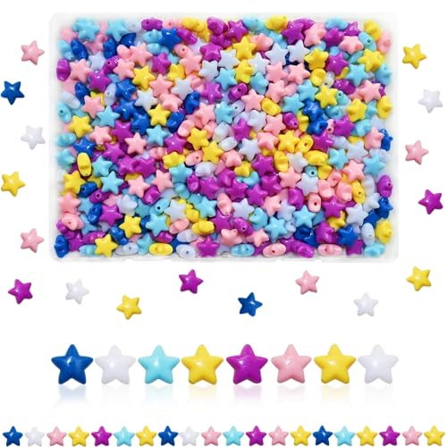 Amaney 400pcs Star Beads Multi Color Acrylic Beads for Bracelet Necklace Craft Jewelry Making - color: StarBeads
