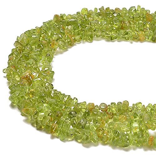 Gemstone Chips Natural Green Peridot Lazuli 3-5mm Healing Crystals Waist Bracelets Necklace Kit Irregular Stone DIY Crafts Design Jewelry Making Approxi 32 inch - color: Green Peridot Chips