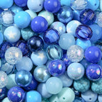 20mm Acrylic Beads 120pcs Blue Chunk Bubblegum Bead 20mm Multicolor Beadable Pen Ball Beads for Pen Bag Jewelry Making Necklace Bracelets (Blue) - color: blue