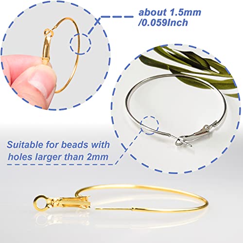 60Pcs Round Hoop Earring Findings Stainless Steel Earrings Beading Making Open Beading Hoop for Jewelry Making DIY Crafts Art Creation (40mm) - color: 40mm