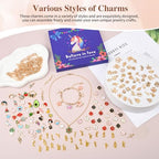 408Pcs Gold Charm Bracelet Making Kit for Girls, Including 12 Bracelet Chains, 152 Charms, 200 Jump Rings, 20 Earing Hook, 2 Necklace, 1 Jewelry Plier for DIY Crafting and Jewelry Making for Adults