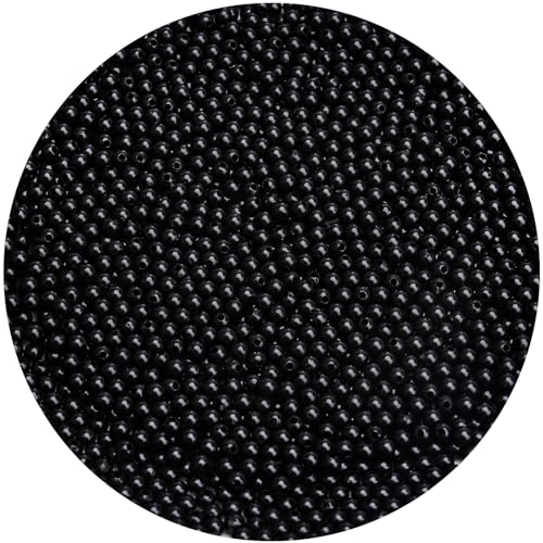 BONNY BOXX 2000PCs 4MM Smooth Black Acrylic Round Beads, Plastic Resin Bubblegum Balls Chunky Gumball Beads for Necklace and Bracelet Making, Crafting Supplies - color: Smooth Black, size: 4MM