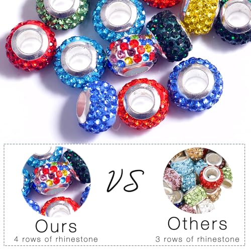 100pcs Large Hole Spacer Beads for Bracelet Necklace Pen & Keychain Making, European Glass Jewelry Findings & Supplies, Bubble Gum Beads, Mixed Style (100Pcs European) - color: 100Pcs European