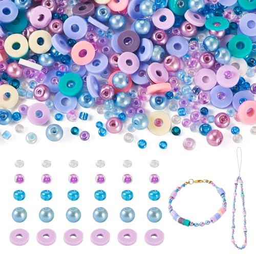 Beadthoven 6mm Bracelet Making Clay Beads, 2 Bags Colorful Preppy Polymer Heishi Flat Round Disc Beads for Friendship Bracelet, Mermaid Color - color: Mermaid Color