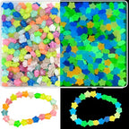 500Pcs Glow in The Dark Beads, Glowing Solar Luminous Star Smile Face Beads Mixed Acrylic UV Beads Color Changing Bracelet Beads Sun Sensitive Plastic Glow Beads Bulk for Jewelry Making Bracelets - color: Mixed Colors Star Beads