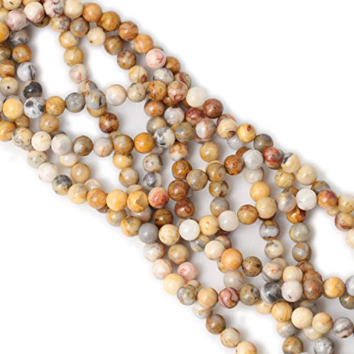 45PCS 8mm Natural Yellow Crazy Lace Agate Gemstone Round Loose Beads for Jewelry Making 1 Strand 15" - color: Yellow Crazy Lace Agate, size: 8mm 45pcs