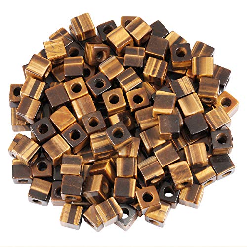 TUMBEELLUWA Stone Bead for Jewelry Making, Healing Crystal Large Hole Square Shape Loose Beads Pack of 15,Tiger's Eye - color: #2 brown