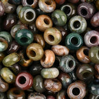 20Pcs Natural Indian Agate Large Hole Beads, 8x14mm Rondelle Gemstone Spacer Beads 6mm Big Hole for Jewelry Making, Beading Bracelets, Macrame & Hair Braiding - color: Indian Agate