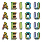 FASHEWELRY 50Pcs Vowel Letter Acrylic Beads Big Plastic Letter Blocks Charms 3D Letters Chunky Initial Alphabet Beads for Key Chains Necklace DIY Arts Craft Projects Black - color: Iridescent Black, size: Vowels