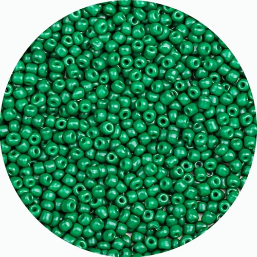 8/0 Glass Seed Beads Bulk, Green 3mm Tiny Round Craft Seed Bead, Small Mini Pony Beads for Jewelry Making Bracelet Necklace Wrist Beading Weaving Supplies, 2500pcs - color: Green