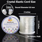 0.8 mm Stretchy Bracelet String, 2 Rolls of Crystal Clear Elastic Cord for Bracelets, Necklaces, Beading, and Jewelry Making (200 m)